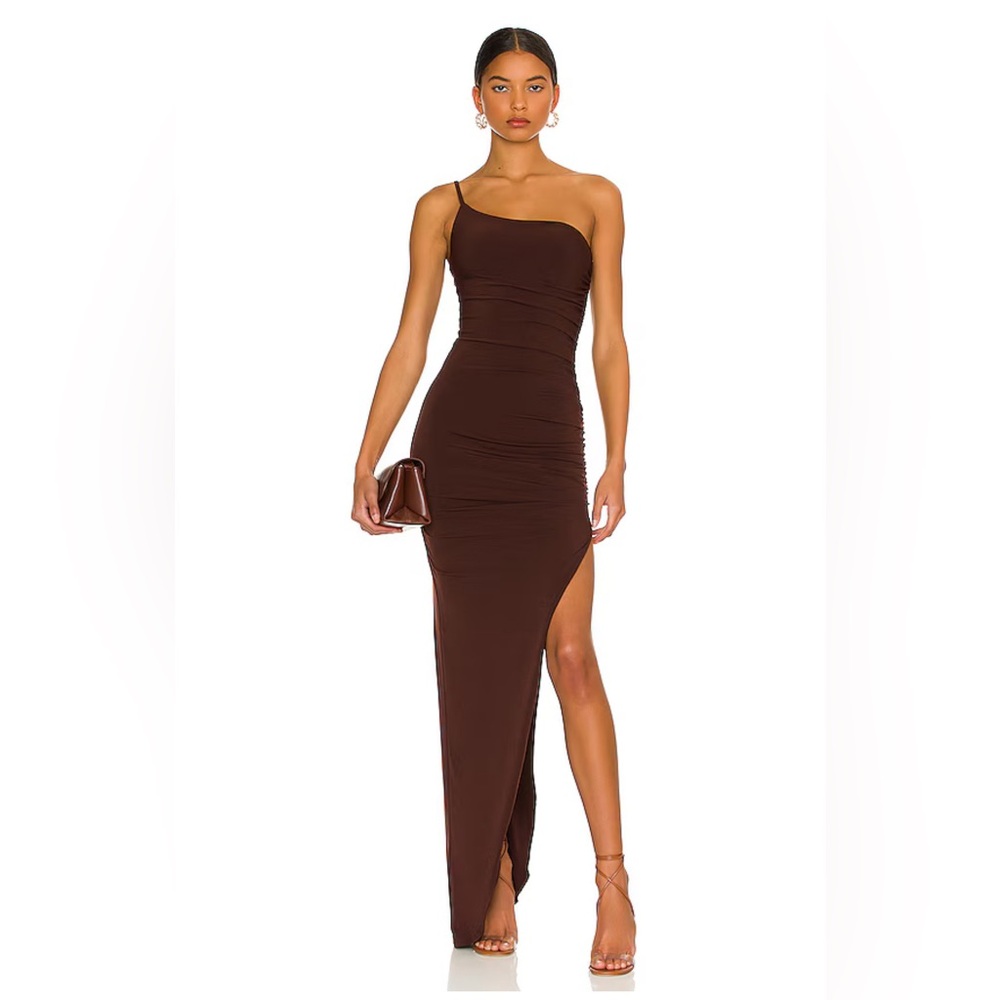 Nookie Aria One Shoulder Gown in Chocolate